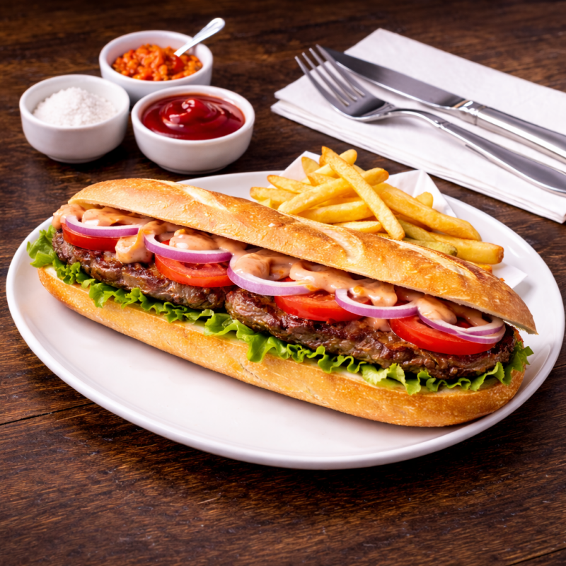 Sandwich Américain + Frites - La Citronelle